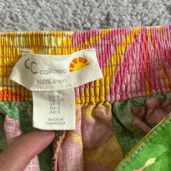 Vibrant Floral Wide-Leg linen Pants size S - Picture 9 of 9